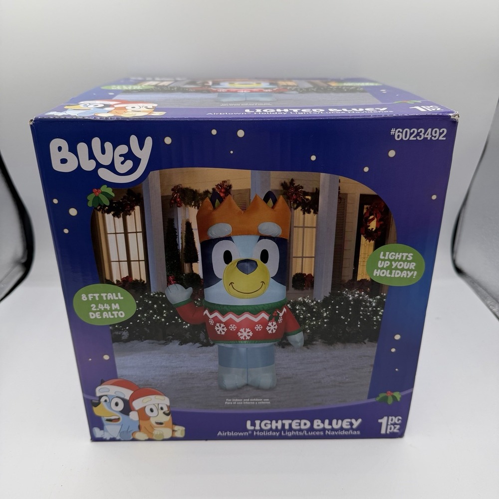 Gemmy‎ Bluey 8ft Airblown Lighted Christmas Inflatable Holiday Christmas Sweater